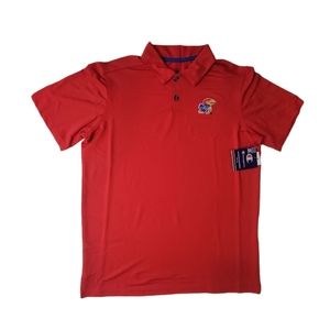 CHAMPION Kansas Jayhawks NCAA Red Polo Youth Shirt Boy's Size XL NWT